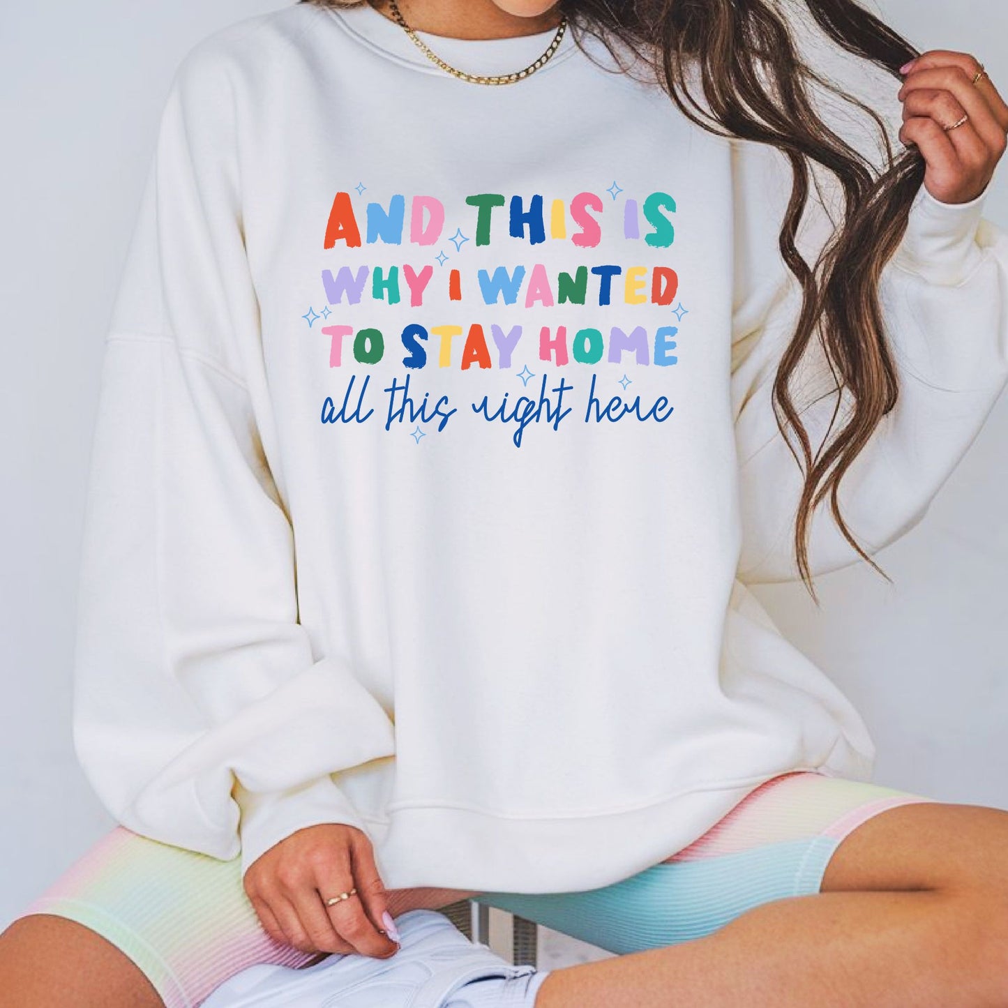 Colorful introvert humor design featuring the phrase And This Is Why I Wanted To Stay Home, perfect for homebodies, introverts, antisocial humor lovers, and cozy stay at home personalities
