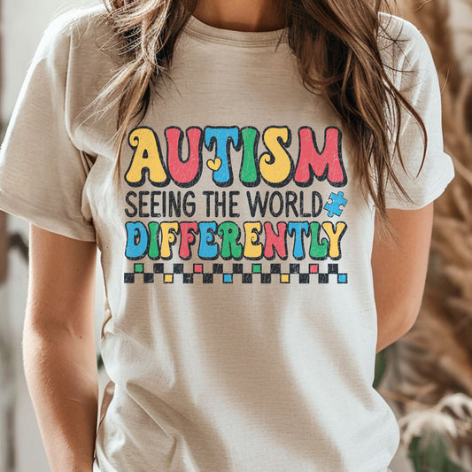 Autism Seeing The World Differently Retro DTF Transfer | Tee or Hoodie