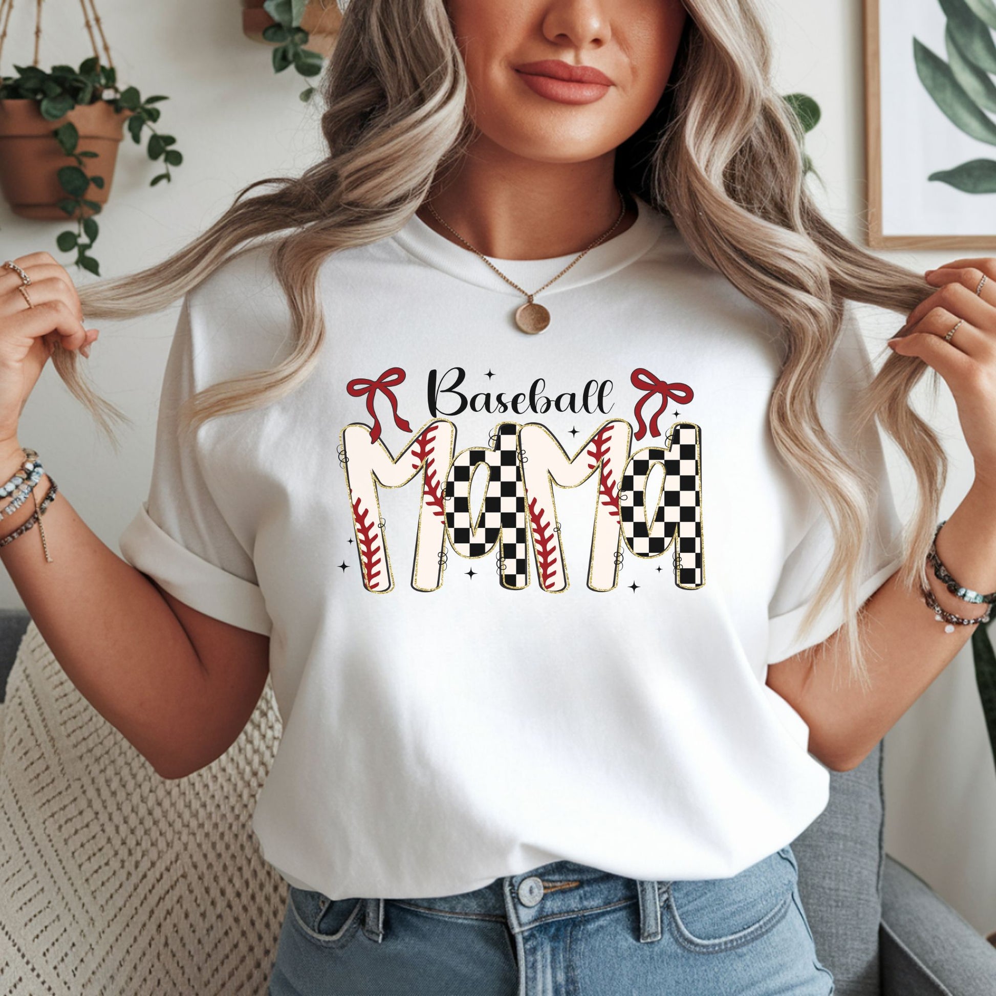 coquette-checkered-baseball-mama-dtf-transfer-tee-hoodie