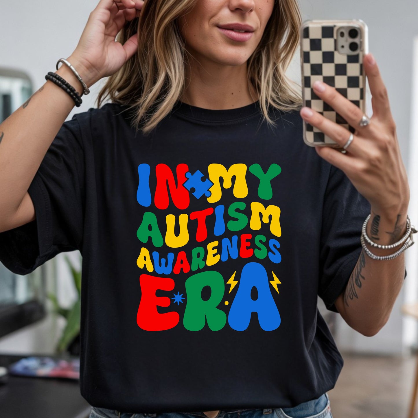 in my autism awareness era dtf transfer colorful bold lettering autism awareness design for tee or hoodie