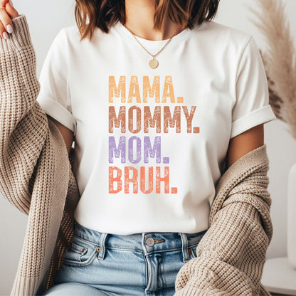 Mama mommy mom bruh funny mom life DTF transfer colorful distressed text design for t-shirt or hoodie
