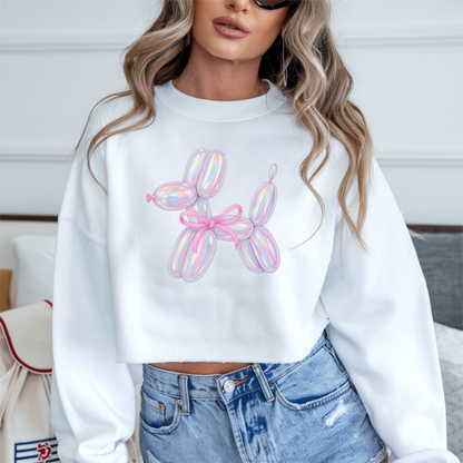 Coquette balloon dog DTF transfer design pressed on a premium unisex graphic t-shirt mockup