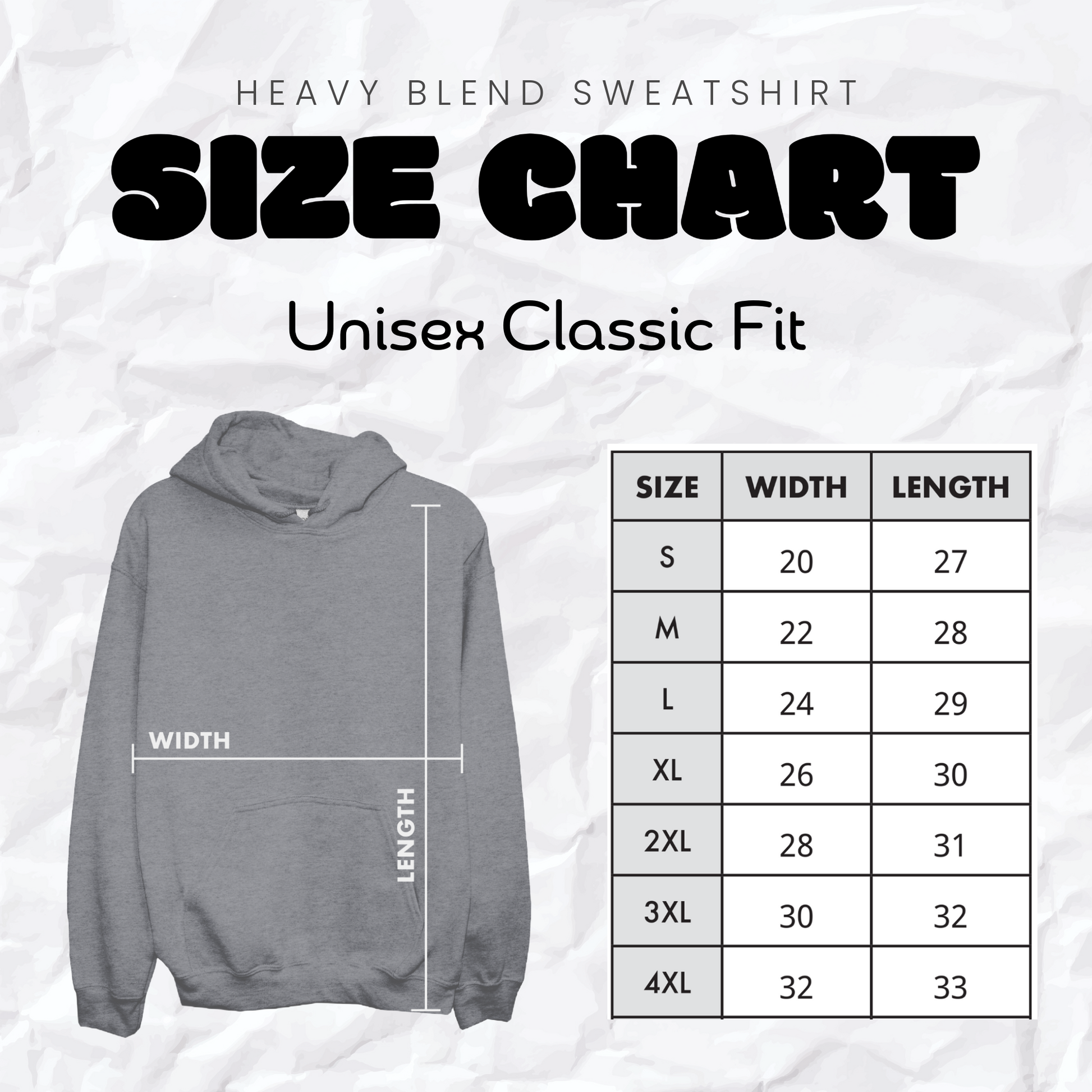 custom-hoodie-size chart