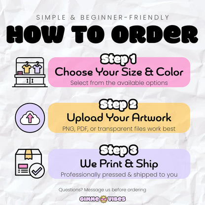 Custom t-shirt where customers upload their own artwork for printing
