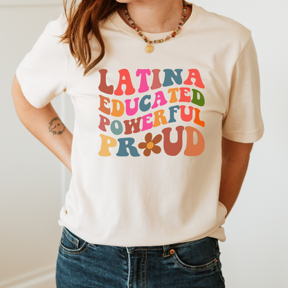 Latina Pride DTF transfer design pressed on premium graphic t-shirt mockup