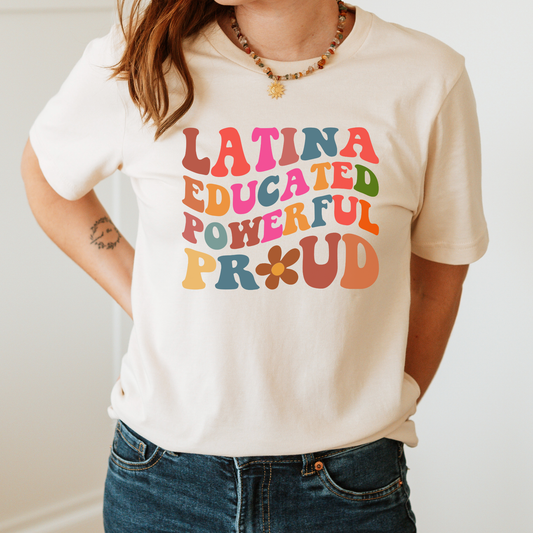 Latina Pride DTF transfer design pressed on premium graphic t-shirt mockup