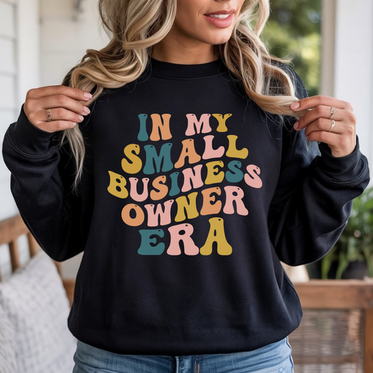 Small Business Era DTF transfer design pressed on premium graphic t-shirt mockup